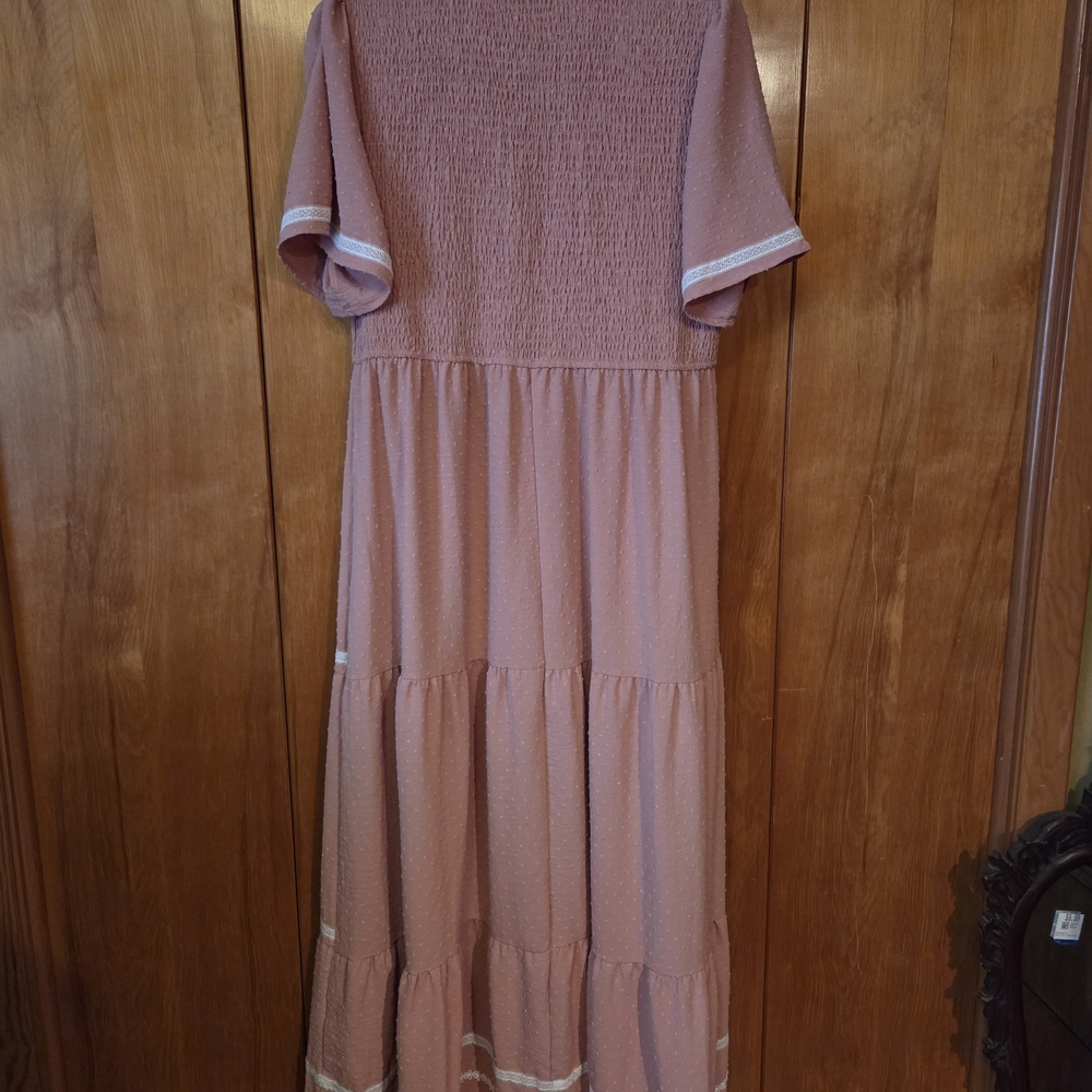 Pretty Garden Pink Prairie Maxi Dress With Pockets - Picture 6 of 6